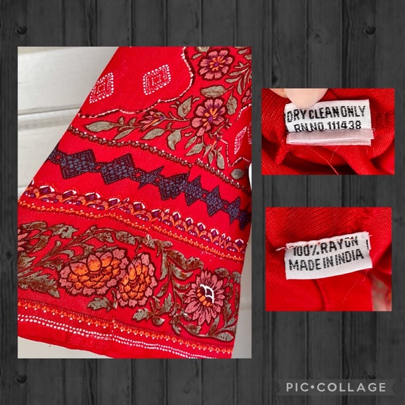 🔴 Beautiful Red Printed Dress with Versatile Neckline - Picture 4 of 4